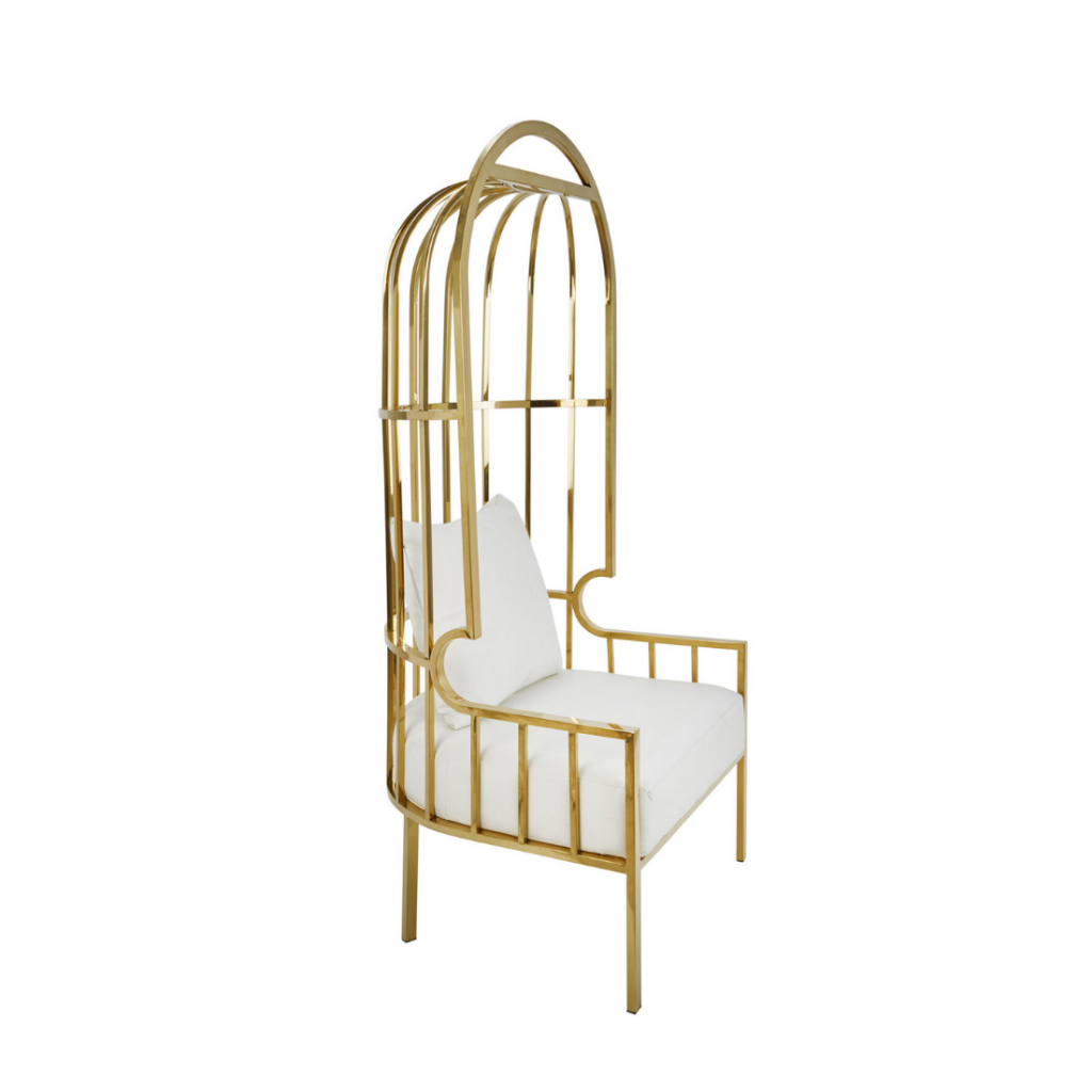 Bird Cage Chair – White/Gold | Bolkem Event Rentals