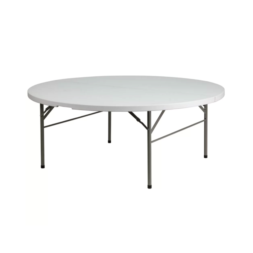60″ Folding Round Table – White | Bolkem Event Rentals