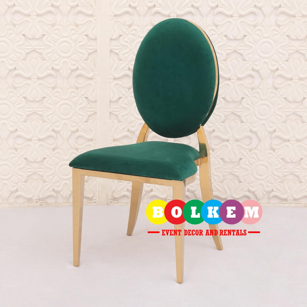 Binita Dining Chair – Gold/Green – Bolkem Event Rentals